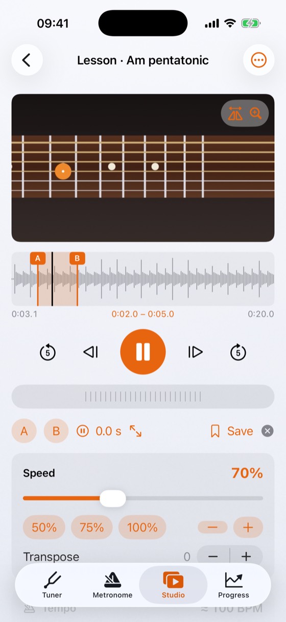 Studio: a loop at 70% speed
